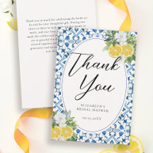 Boho Chic Citrus Italian Blue Tile Bridal Shower