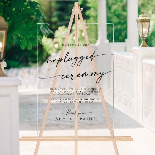 Boho Chic Clear Acrylic Wedding Unplugged Ceremony Acrylic Sign (Boho Chic Clear Acrylic Wedding Unplugged Ceremony Acrylic Sign)