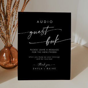 Boho Chic COLOR EDITABLE Audio Guestbook Wedding Pedestal Sign