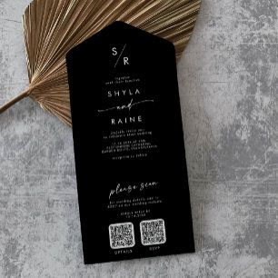 Boho Chic COLOR EDITABLE Dual QR Code Wedding All In One Invitation