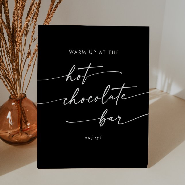 Boho Chic COLOR EDITABLE Hot Chocolate Bar Pedestal Sign (Boho Chic COLOR EDITABLE Hot Chocolate Bar Pedestal Sign)