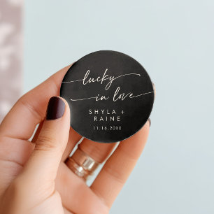 Boho Chic COLOR EDITABLE Lucky In Love Favour Classic Round Sticker