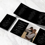 Boho Chic COLOR EDITABLE Monogram Wedding Tri-Fold Programme<br><div class="desc">This boho chic colour editable monogram wedding tri-fold program is perfect for a minimalist wedding. The sophisticated and chic dark black modern bohemian design features simple rustic calligraphy with a unique yet classic style. Personalise your wedding program with your initials, names, wedding date and location, your favourite quote or lyric,...</div>