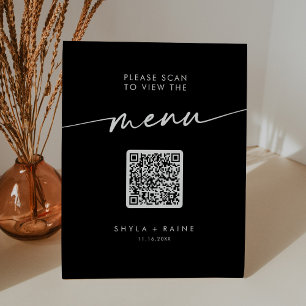 Boho Chic COLOR EDITABLE QR Code Wedding Menu Pedestal Sign