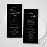 Boho Chic COLOR EDITABLE Tea Length Wedding Programme<br><div class="desc">This boho chic colour editable tea length wedding program is perfect for a minimalist wedding ceremony. The sophisticated and chic dark black modern bohemian design features simple rustic calligraphy with a unique yet classic style. Personalise your wedding program with you names, wedding date, location, order of service, wedding party and...</div>