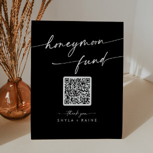 Boho Chic COLOR EDITABLE Wedding Honeymoon Fund Pedestal Sign
