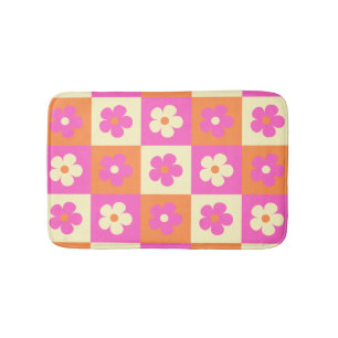 Boho Chic Colourful Floral Pattern Retro  Bath Mat