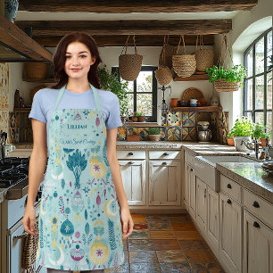 Boho Chic Cooking - Blue Pastel with Arrows & Moon Apron