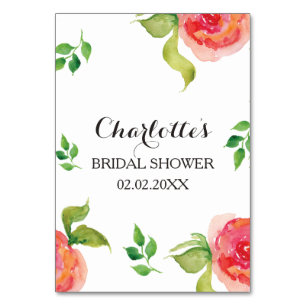 boho chic Coral floral bridal shower bingo cards