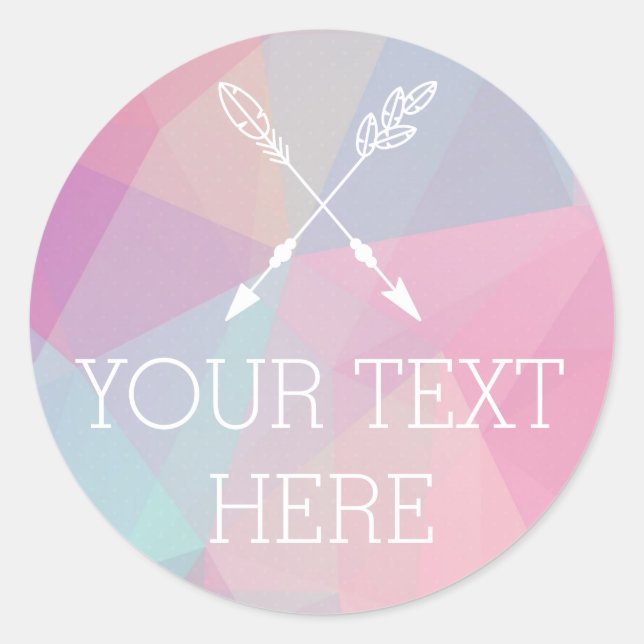 Boho Chic Crossed Arrows Pastel Polygonal Bohemian Classic Round Sticker (Front)