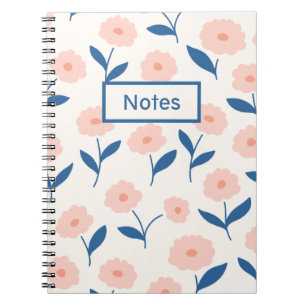 Boho Chic Custom Name Pink Flower Pattern  Notebook