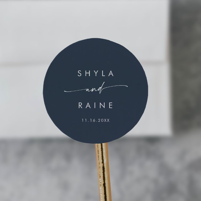 Boho Chic Dark Navy Blue Names Envelope Seals (Creator Uploaded)