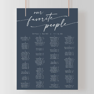 Boho Chic Dark Navy Blue Printable Seating Chart