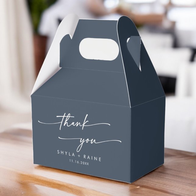 Boho Chic Dark Navy Blue Thank You Wedding Favour Box (Creator Uploaded)