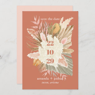 Boho Chic Desert Dried Foliage and Pampas Wedding  Save The Date