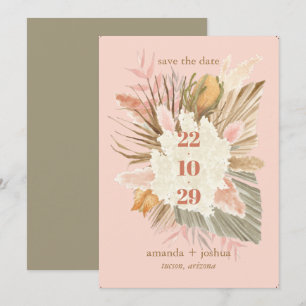 Boho Chic Desert Dried Foliage and Pampas Wedding  Save The Date