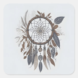 Boho Chic Dreamcatcher Earthy Toned Infused Charm Square Sticker