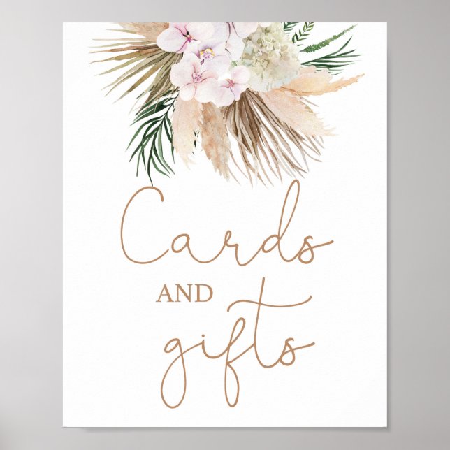 Boho chic Dried Palms Cards and gifts sign (Front)