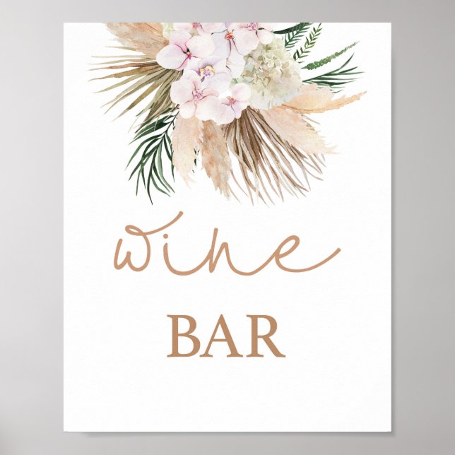 Boho chic Dried Palms Wine Bar sign (Front)