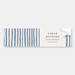 Boho Chic Dusky Blue Watercolor Hand Drawn Strips Bumper Sticker