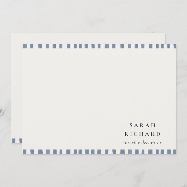 Boho Chic Dusky Blue Watercolor Hand Drawn Strips Card (Front/Back)