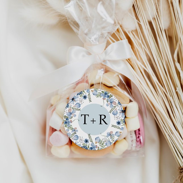 Boho Chic Dusty Blue Monogram Envelope Seals Favou (Creator Uploaded)