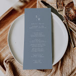 Boho Chic Dusty Blue Monogram Wedding Menu<br><div class="desc">This boho chic dusty blue monogram wedding menu card is perfect for a minimalist wedding. The neutral light blue grey modern bohemian design features simple rustic calligraphy with a unique yet classic style.

Personalised your monogrammed menu with your first initials.</div>