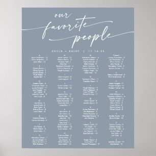 Boho Chic Dusty Blue Printable Seating Chart