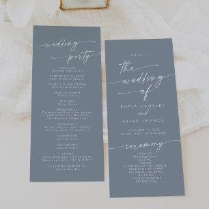 Boho Chic Dusty Blue Tea Length Wedding Programme