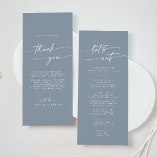 Boho Chic Dusty Blue Thank You and Wedding Menu