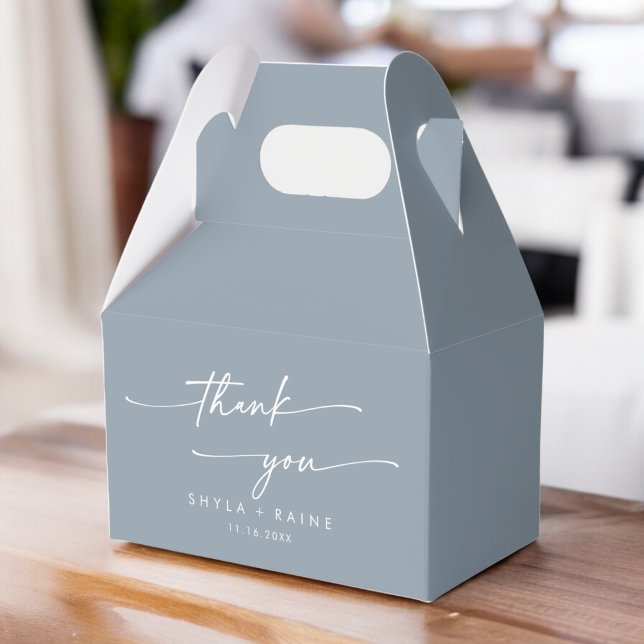 Boho Chic Dusty Blue Thank You Wedding Favour Box (Creator Uploaded)