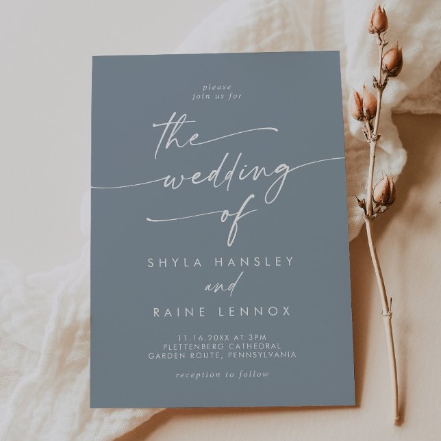 Boho Chic Dusty Blue The Wedding Of Invitation (Creator Uploaded)