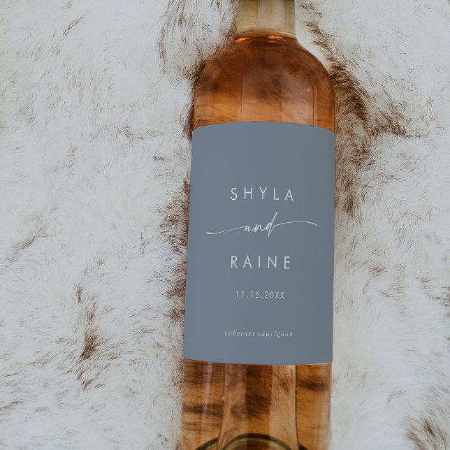 Boho Chic Dusty Blue Wedding Wine Labels (Creator Uploaded)