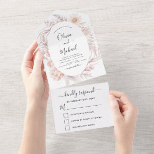 Boho Chic Dusty Pink Desert Wedding  All In One In All In One Invitation