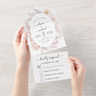 Boho Chic Dusty Pink Desert Wedding All In One Invitation