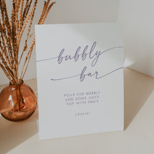 Boho Chic Dusty Purple Bubbly Bar Wedding Pedestal Sign