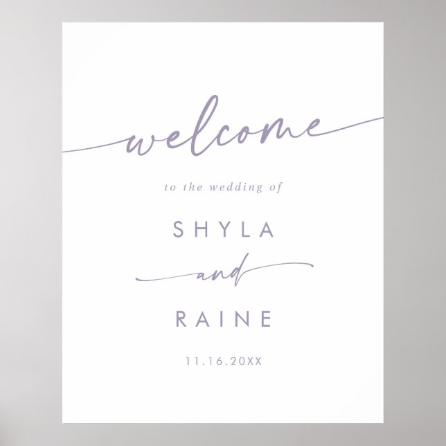 Boho Chic Dusty Purple DIY Wedding Welcome Sign (Front)