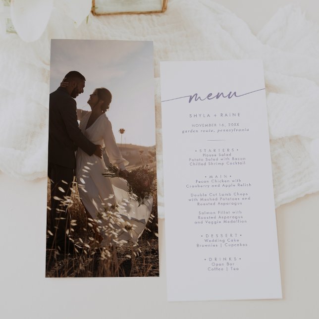 Boho Chic Dusty Purple Photo Wedding Menu (Creator Uploaded)