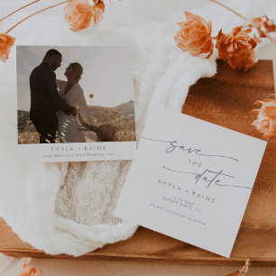 Boho Chic Dusty Purple Square Photo Back Save The Date