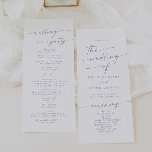 Boho Chic Dusty Purple Tea Length Wedding Programme
