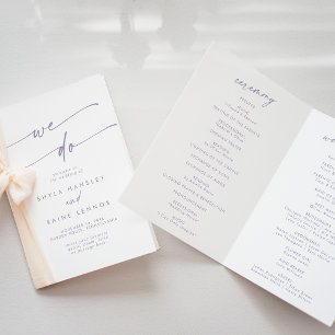 Boho Chic Dusty Purple We Do Folded Wedding Programme