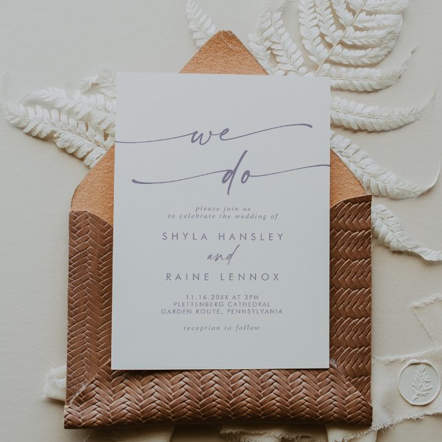 Boho Chic Dusty Purple We Do Wedding Invitation (Creator Uploaded)