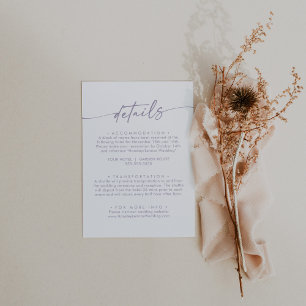 Boho Chic Dusty Purple Wedding Details Enclosure Card