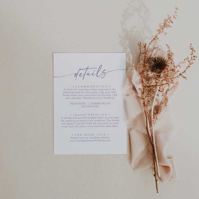 Boho Chic Dusty Purple Wedding Details Enclosure Card (Creator Uploaded)