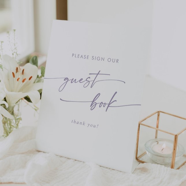Boho Chic Dusty Purple Wedding Guest Book Pedestal Sign (Creator Uploaded)