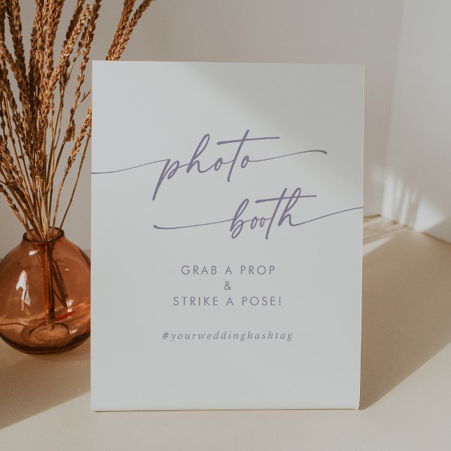 Boho Chic Dusty Purple Wedding Photo Booth Pedestal Sign (Creator Uploaded)