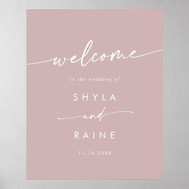 Boho Chic Dusty Rose Pink DIY Wedding Welcome Sign (Front)