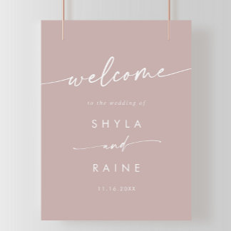 Boho Chic Dusty Rose Pink DIY Wedding Welcome Sign