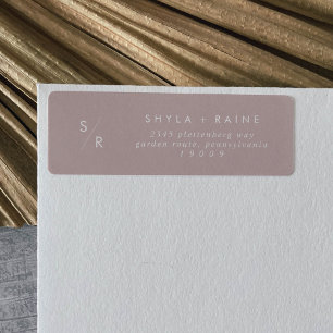 Boho Chic Dusty Rose Pink Monogram Address Labels