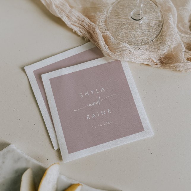 Boho Chic Dusty Rose Pink Monogram Wedding Napkins (Creator Uploaded)